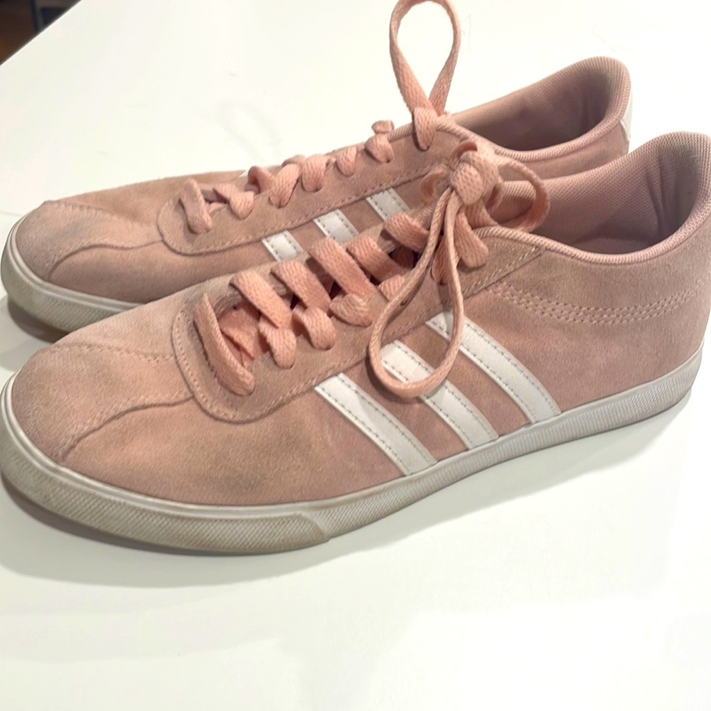 Adidas pink canvas sneakers